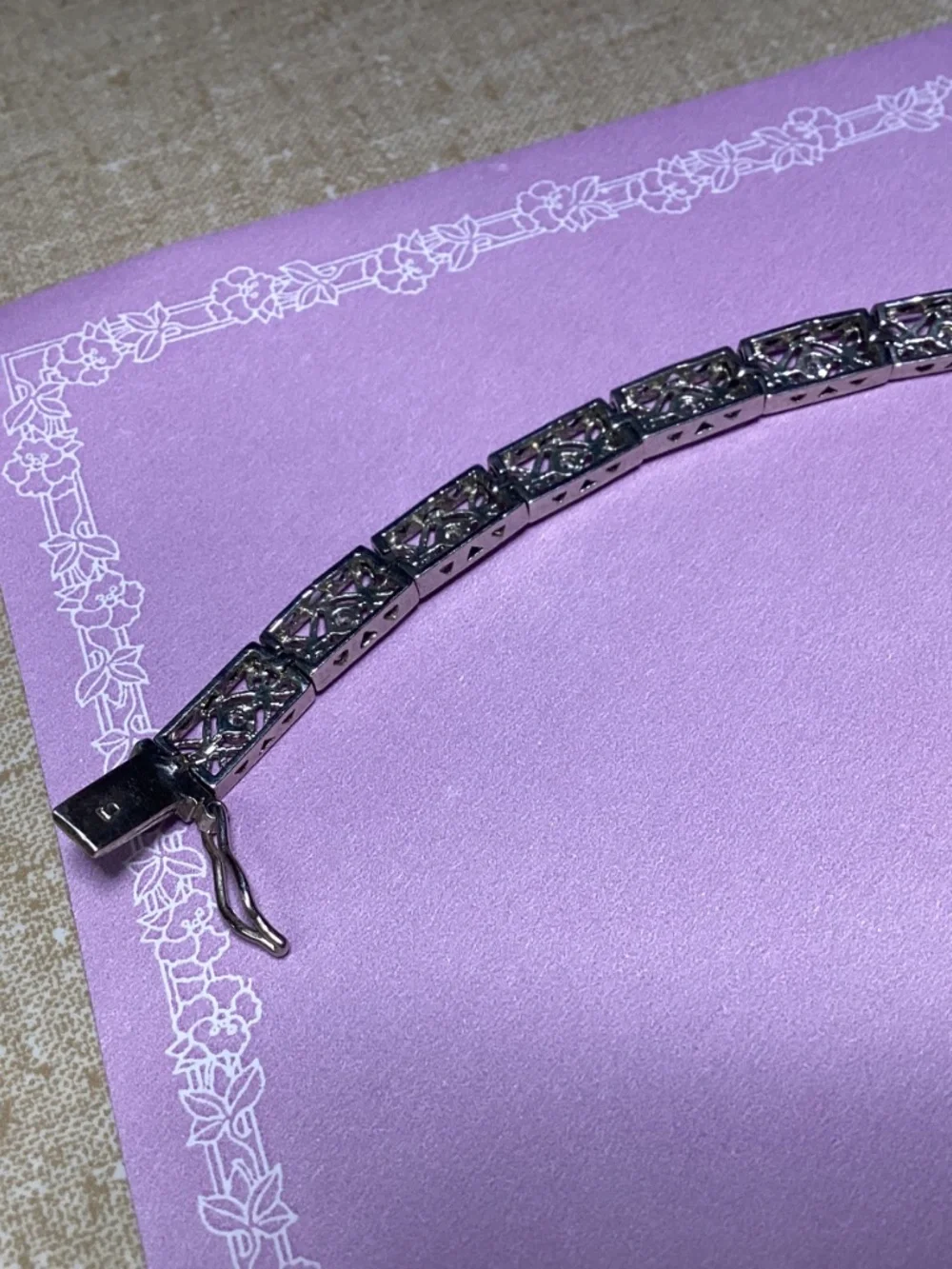 Sterling Silver  Link Bracelet, Designer Vintage Style QSECURE CLASP 925 - Picture 2 of 14